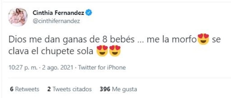 La reacción de Cinthia Fernández cuando vio a Ana, la hija de Pampita en La Academia: "Me dan ganas de ocho bebés"