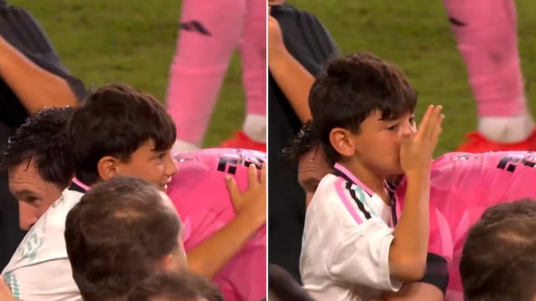 La reacción de Ciro Messi al abrazar a Lionel después de un partido que se hizo viral. Crédito: Captura
