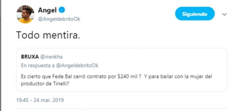 La reacción de Fede Bal al ver un rumor sobre la importante cifra que cobraría para estar en Bailando 2019
