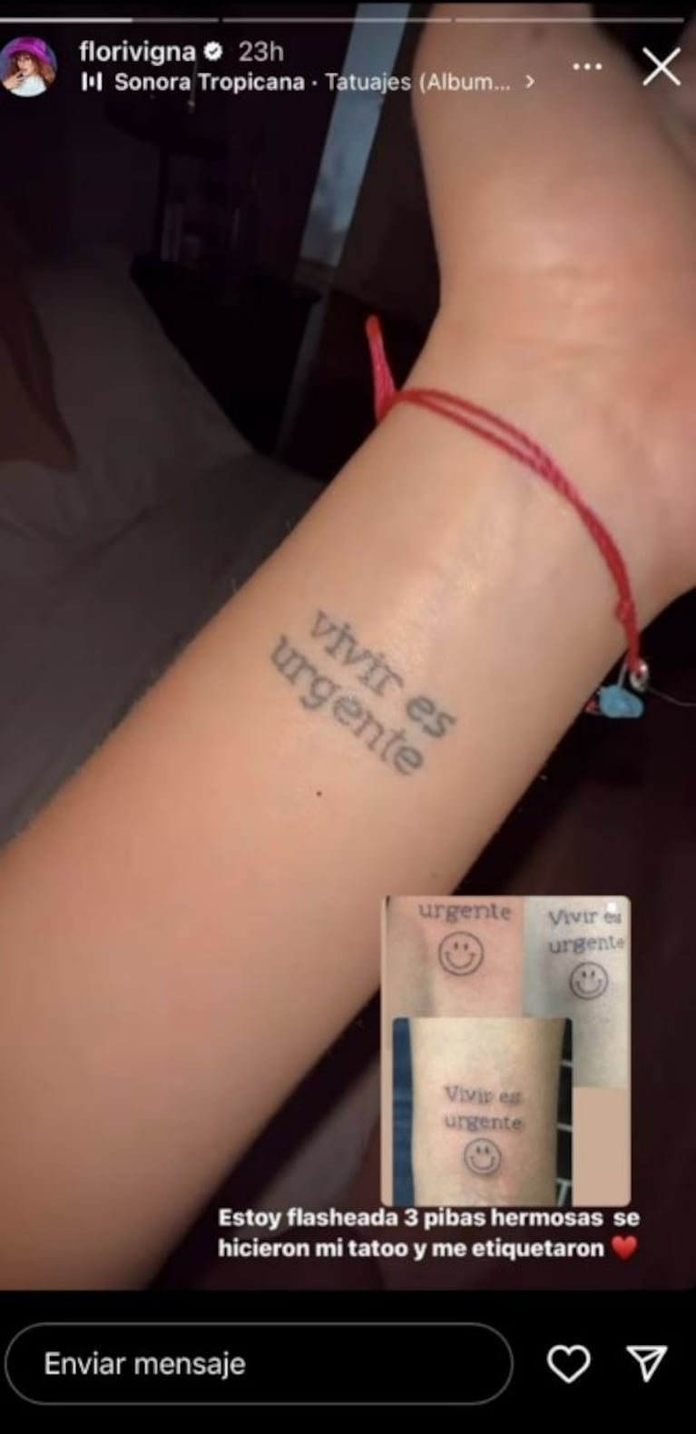 La reacción de Flor Vigna porque tres fans se hicieron su tatuaje: "Estoy flasheada"