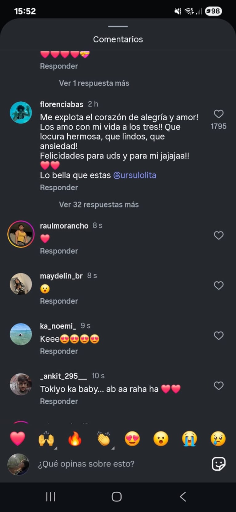 La reacción de Florencia Bas al embarazo de Úrsula Corberó y su hijo el Chino Darín (Foto: captura de Instagram).