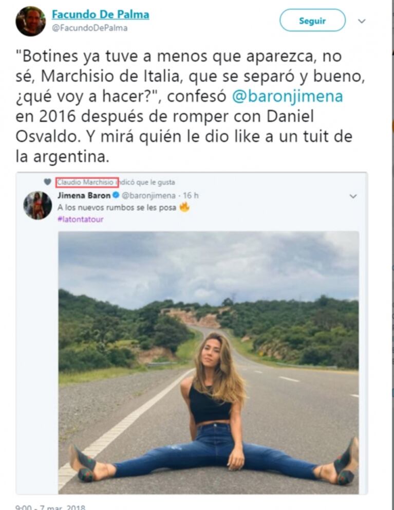 La reacción de Jimena Barón al recibir un me gusta de Claudio Marchisio: "Ese sí que me hace bajar la presión"