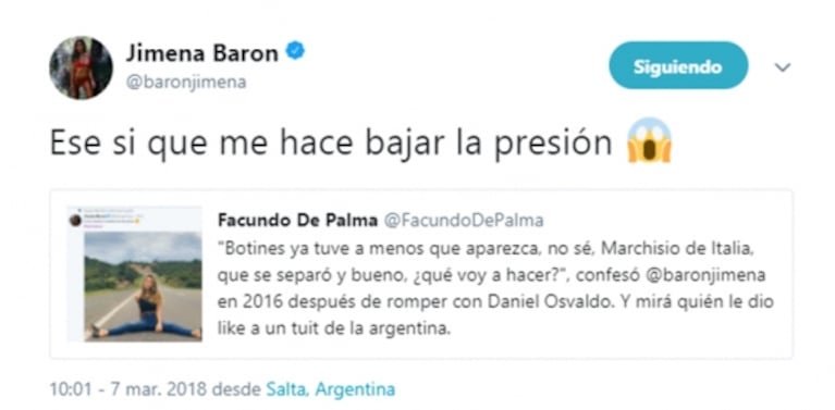 La reacción de Jimena Barón al recibir un me gusta de Claudio Marchisio: "Ese sí que me hace bajar la presión"