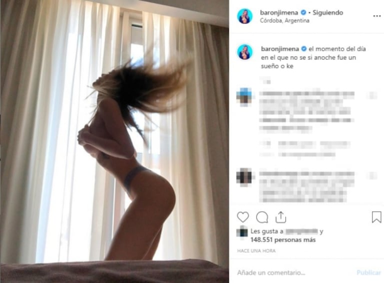 La reacción de Jimena Barón ante la crítica por subir una foto hot, a poco de separarse de Caiazza