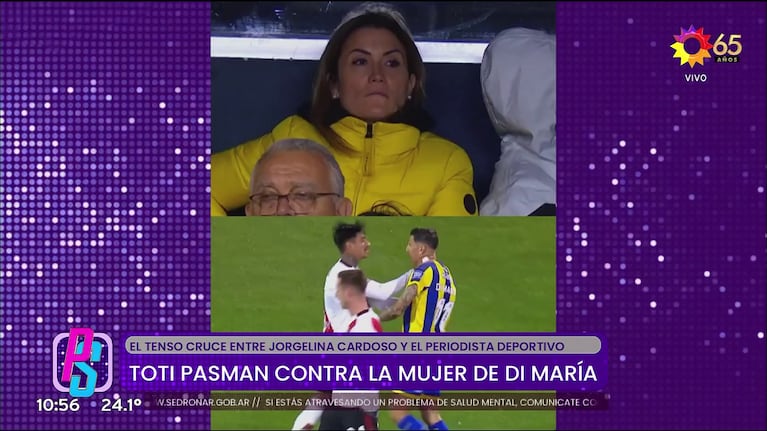 La reacción de Jorgelina Cardoso tras la infracción a Ángel Di María (Foto: captura de eltrece).