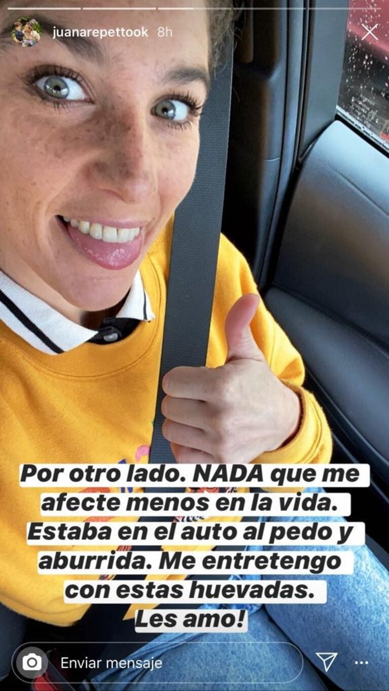 La reacción de Juana Repetto ante las críticas a una foto con su novio: "¿Qué le pasa a la gente?"