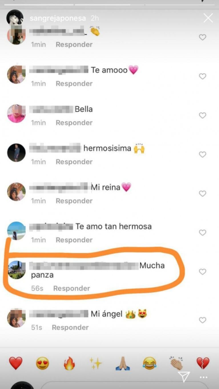 La reacción de la China Suárez cuando le dijeron en las redes que tenía "mucha panza": "Lo publico para..."