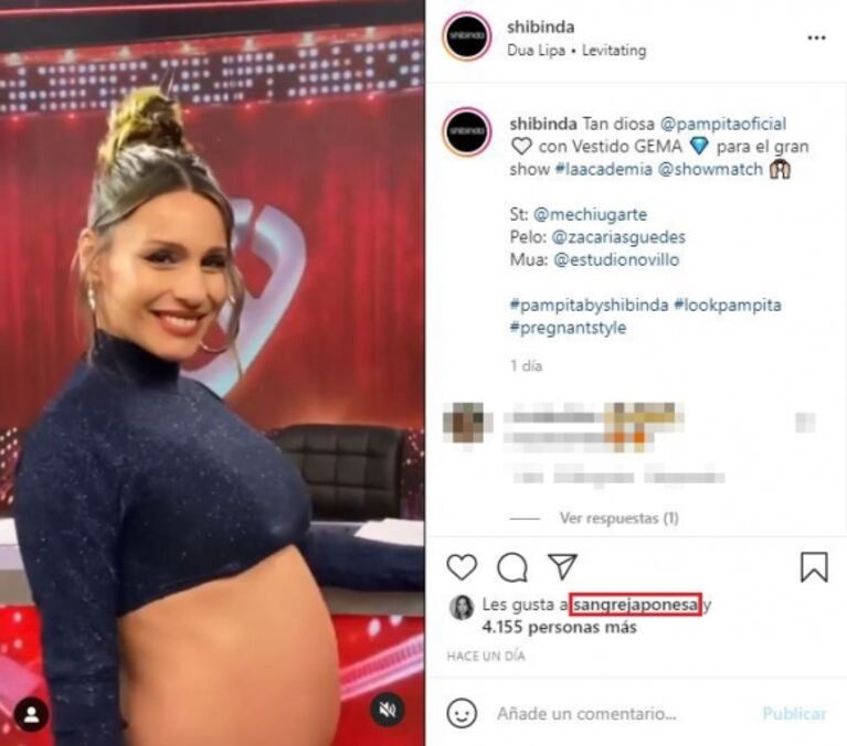 La reacción de la China Suárez en las redes al ver una foto de Pampita luciendo su pancita de 8 meses