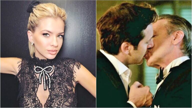 La reacción de la China Suárez tras el beso de Benjamín Vicuña con Ernesto Larrese en Argentina, tierra de amor y venganza (Fotos: Instagram y Prensa eltrecetv)