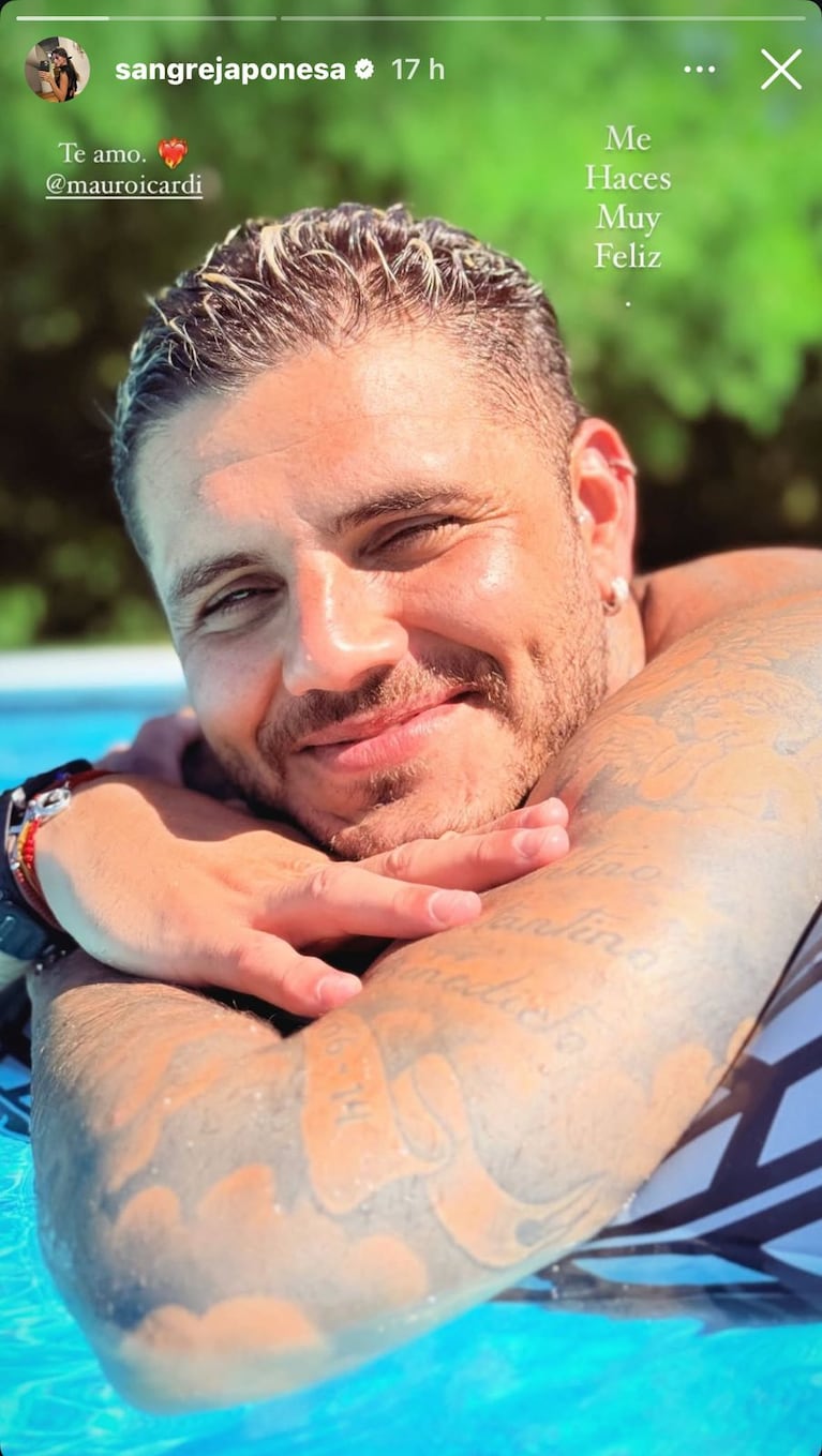 La reacción de la China Suárez y Mauro Icardi tras las fotos virales de Wanda Nara con el carrete con imágenes hot y de la pareja (Foto: captura de Instagram/@sangrejapones).