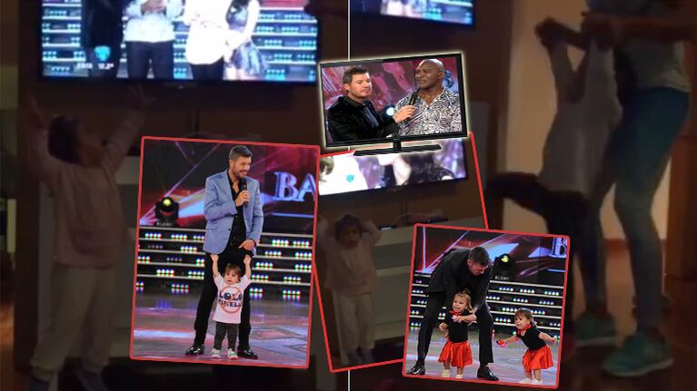 La reacción de las gemelas de Cinthia cuando ven a Tinelli por la tele (Foto: Instagram y web)