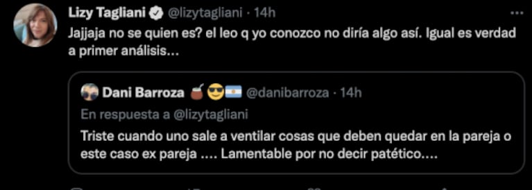 La reacción de Lizy Tagliani ante los rumores de que Leo Alturria la habría abandonado: "Es verdad a primer análisis"