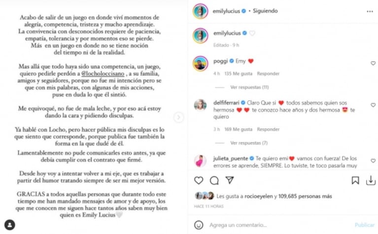 La reacción de Locho Loccisano al pedido de disculpas de Emily Lucius tras su salida de El Hotel de los Famosos