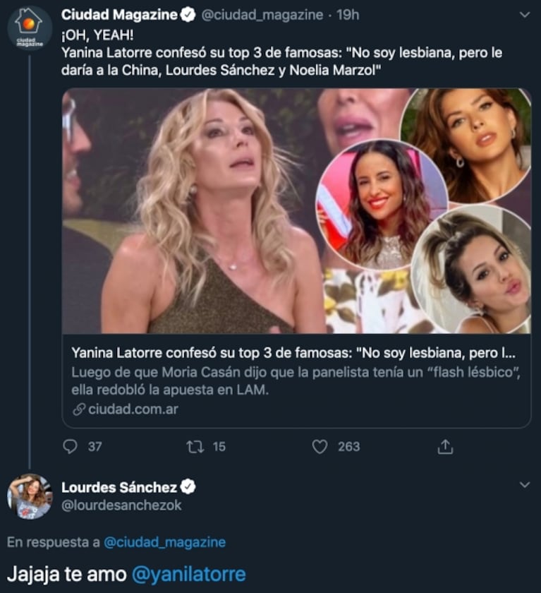 La reacción de Lourdes Sánchez, luego de que Yanina Latorre confesara que "le daría": "¡Te amo!"