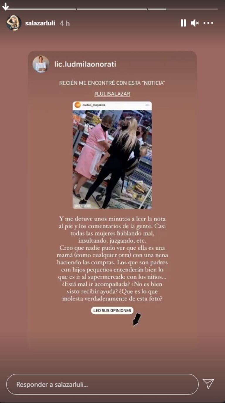 La reacción de Luciana Salazar tras las críticas por haber ido al supermercado con su empleada