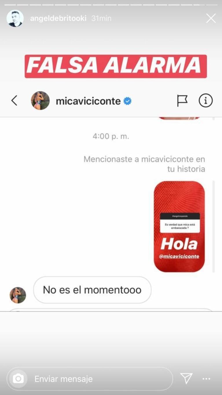 La reacción de Mica Viciconte cuando le preguntaron si está embarazada: "No es el momento"
