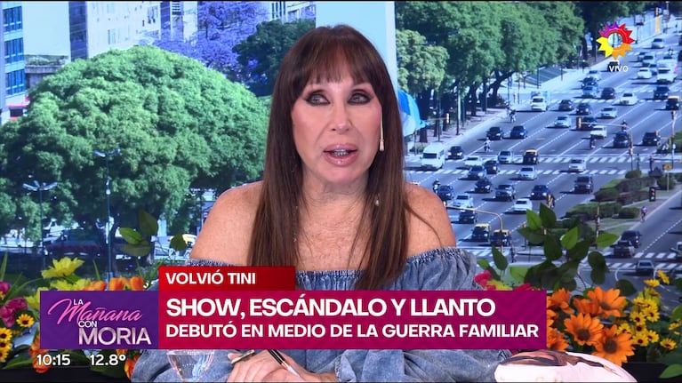 La reacción de Moria Casán al ver una entrevista de Tini Stoessel con Susana Giménez de hace más de 10 años (Foto: captura de eltrece).