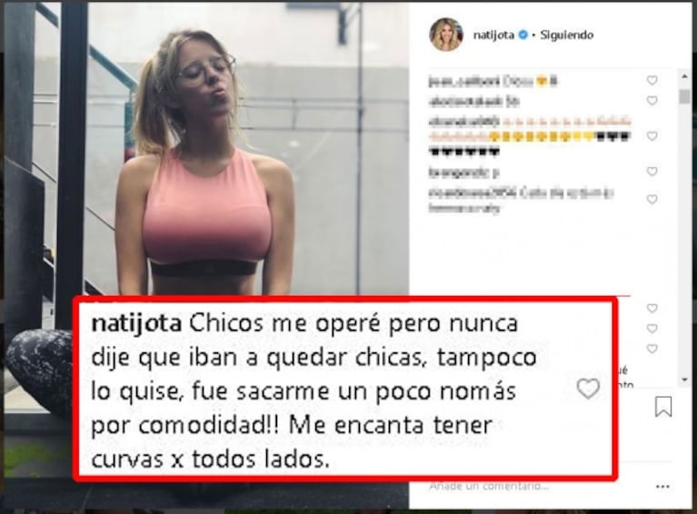 La reacción de Nati Jota luego de que dudaran de su operación de lolas: "Nunca dije que iban a quedar chicas"