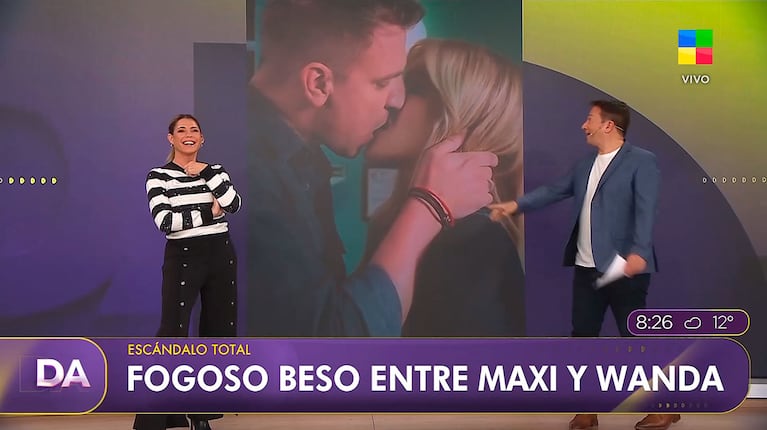 La reacción de Pamela David en vivo al beso de Wanda Nara y Maxi López (captura de América TV)