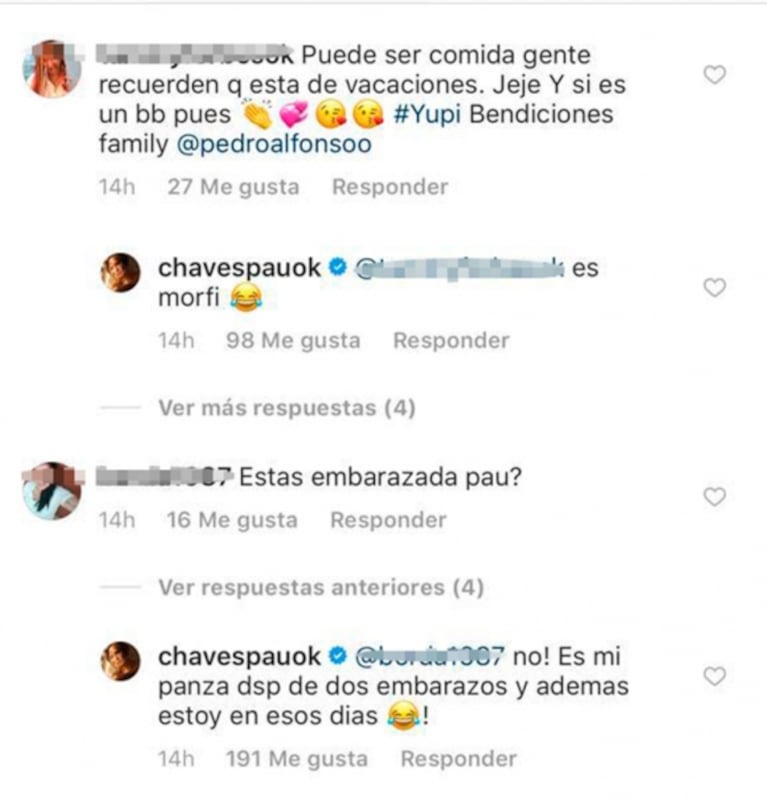 La reacción de Paula Chaves cuando le preguntaron si estaba embarazada, al ver un posteo en bikini: "Es morfi"