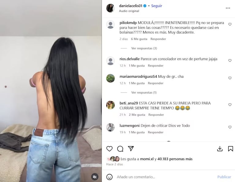 La reacción de Thiago Medina al ver el video de alto voltaje con el que Daniela Celis volvió al trabajo . CRÉDITO: Instagram