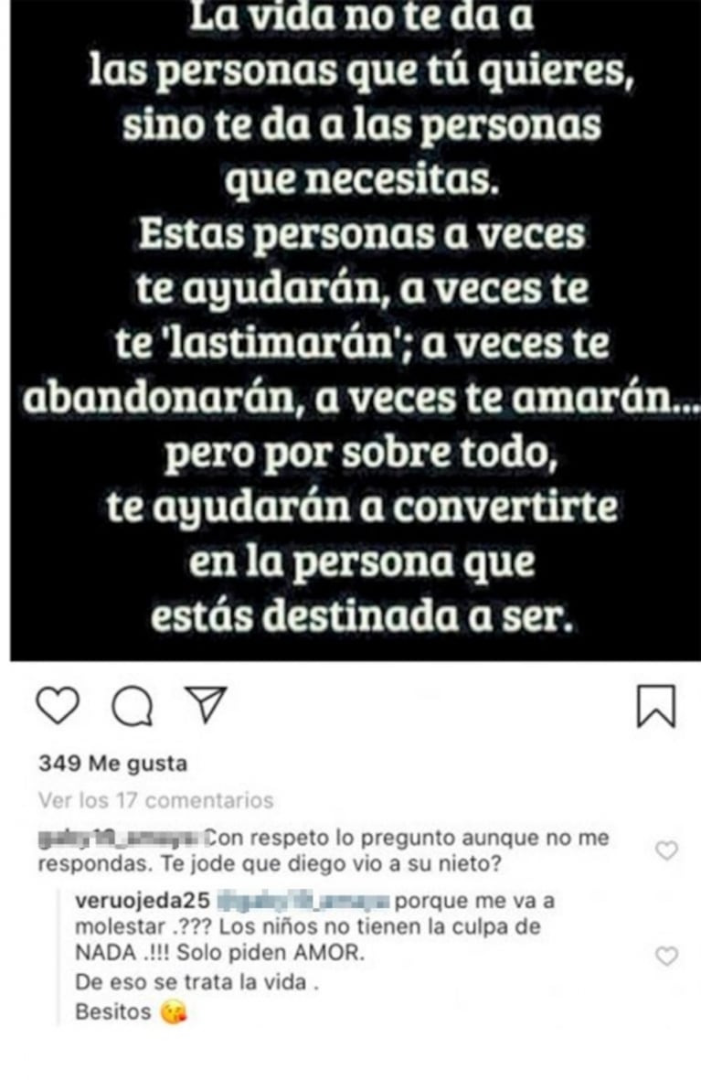 La reacción de Verónica Ojeda ante el encuentro de Maradona y su nieto Benjamín: "Los niños solo piden amor"