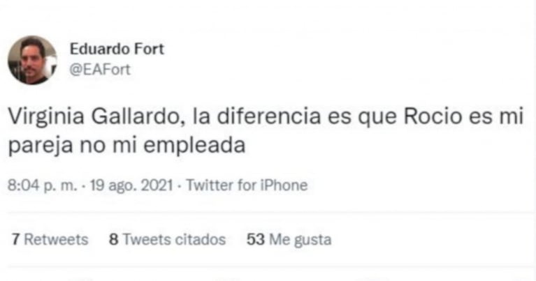 La reacción de Virginia Gallardo ante el escandaloso posteo de Eduardo Fort en su contra: "Trabajo desde que tengo uso de razón"