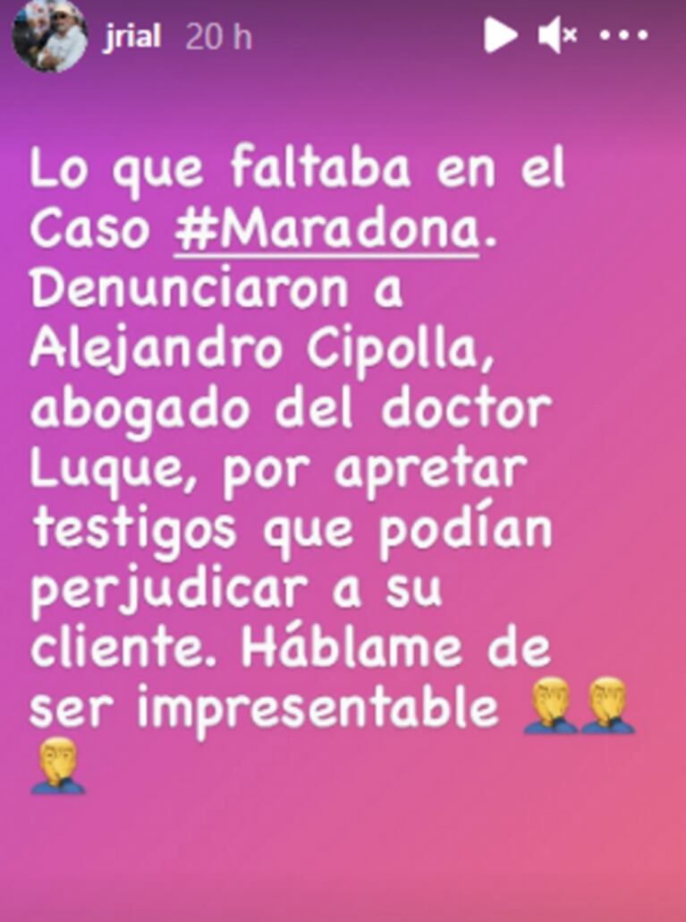 La reacción del abogado de Morena Rial, luego de que Jorge lo tildara de 'impresentable': "¡Acá tenés mi respuesta!"