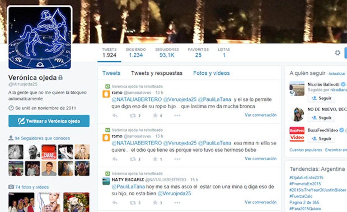 La reacción tuitera de Veronica Ojeda tras la supuesta polémica frase de Rocío Oliva. (Foto: captura de Twitter)
