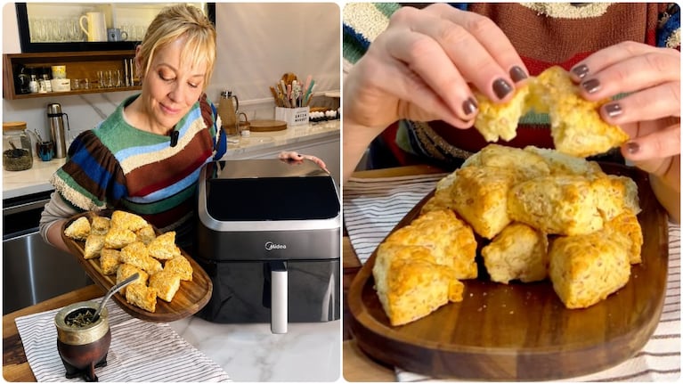 La receta fácil y rápida de Jimena Monteverde para preparar scons en freidora de aire. Foto: Instagram