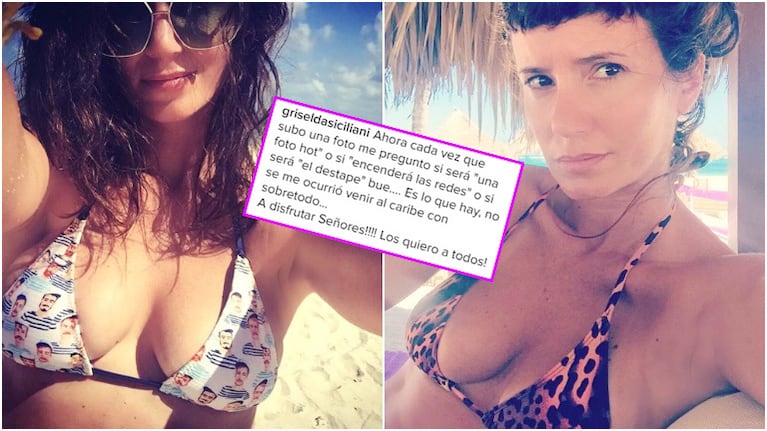 La reflexión de Griselda Siciliani tras la repercusión de sus fotos sexies en la playa (Fotos: Instagram)