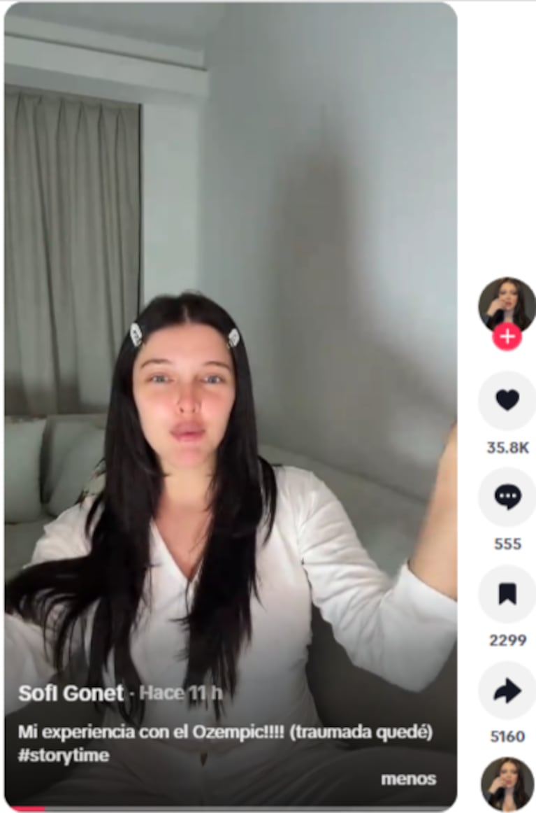 "La Reini", compartió el episodio como una advertencia a sus seguidores sobre el uso de sustancias sin supervisión médica. Fuente: Instagram @sofigonet