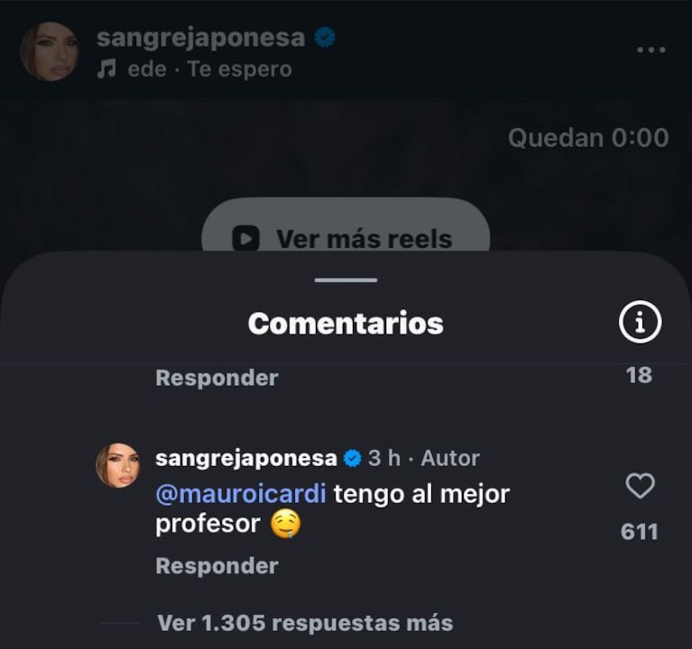 La respuesta caliente de la China Suárez a Mauro Icardi (Foto: captura de Instagram/@sangrejaponesa).