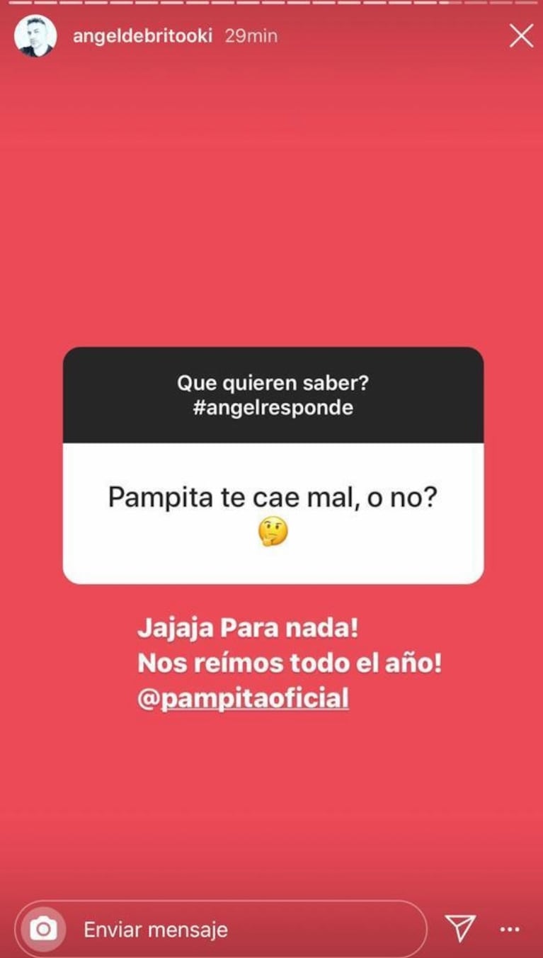 La respuesta de Ángel de Brito cuando le preguntaron si Pampita le cae mal: "Para nada, nos reímos todo el año"
