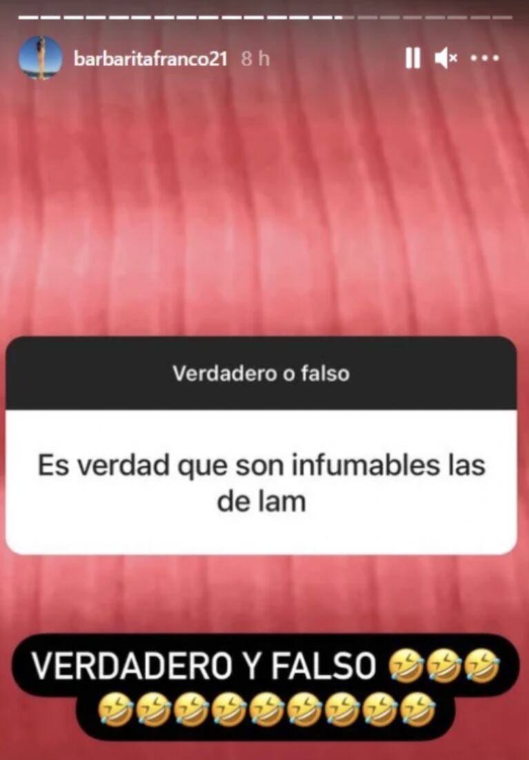 La respuesta de Barby Franco cuando le preguntaron si las "angelitas" son infumables: "Verdadero y falso" 