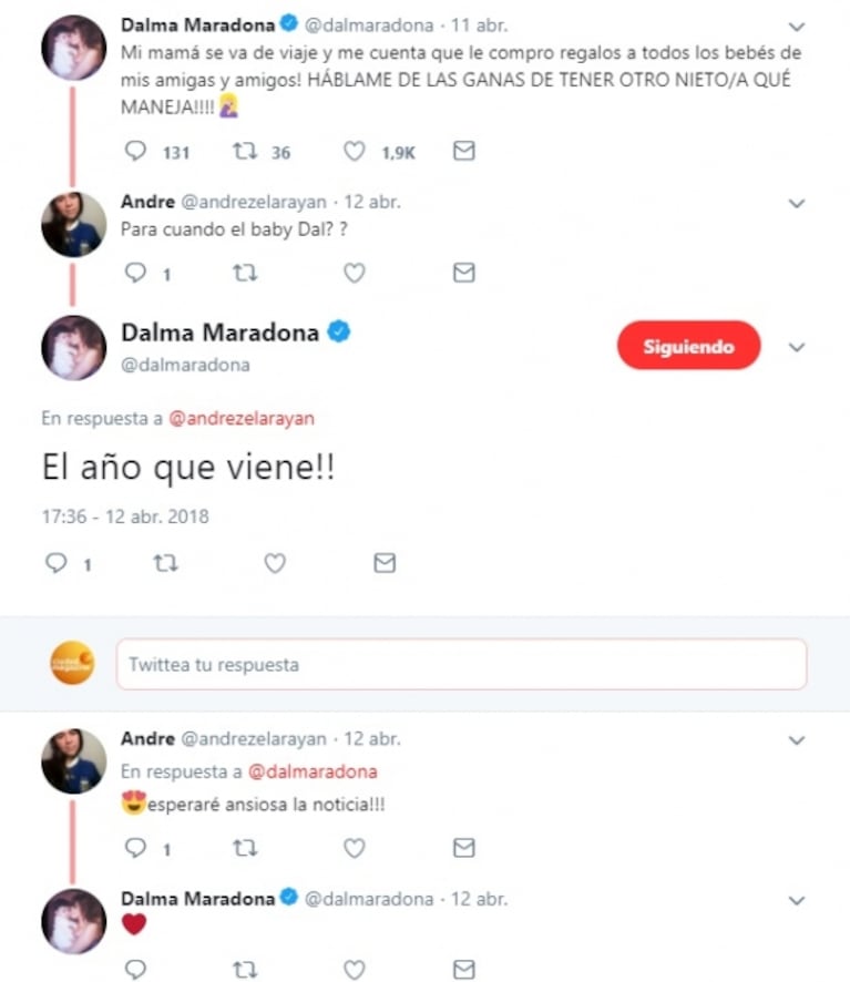 La respuesta de Dalma Maradona cuando le preguntaron cuándo quiere ser mamá: "El año que viene"