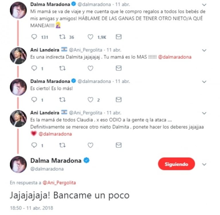 La respuesta de Dalma Maradona cuando le preguntaron cuándo quiere ser mamá: "El año que viene"