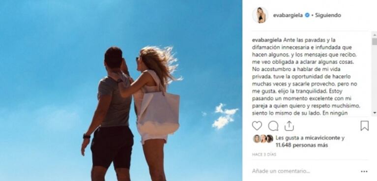 La respuesta de Eva Bargiela, tras una picante crítica de Cinthia Fernández a su novio, Facundo Moyano: "No acepto descalificaciones"