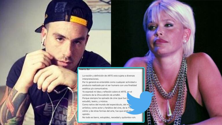 La respuesta de Fede Bal tras el picante tweet de Nazarena Vélez. Fotos: Twitter y Web.