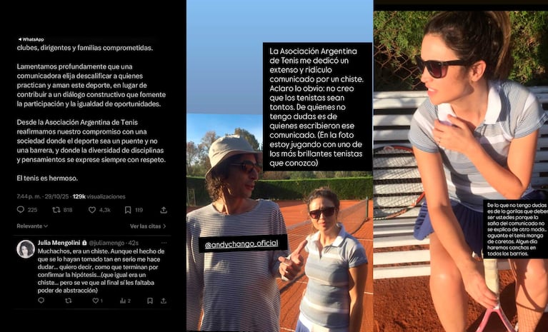 La respuesta de Julia Mengolini en sus stories (Fotos: Instagram)