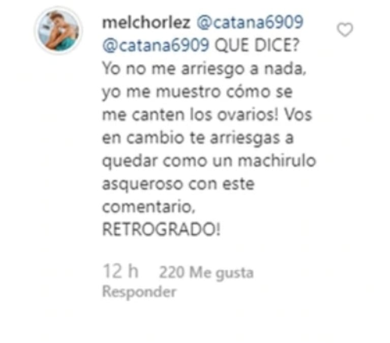 La respuesta de Melina Lezcano a un desubicado comentario en una foto sexy: "Machirulo asqueroso y retrógrado" 