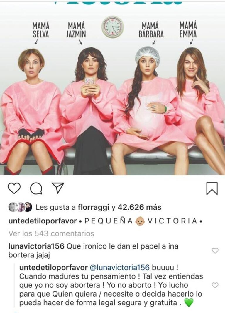 La respuesta de Natalie Pérez a las criticas por su personaje de madre y su posición a favor del aborto legal