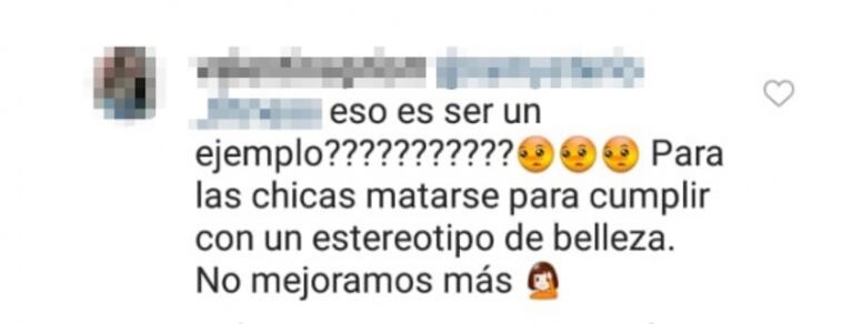 La respuesta de Oriana Sabatini a una seguidora que criticó una foto de su figura: "No me entreno para llegar a ninguna medida"