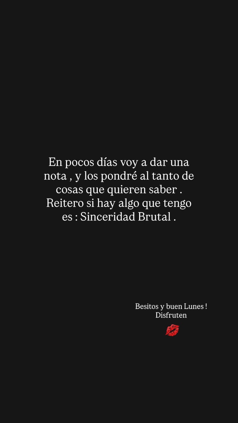 La respuesta de Sofía Clerici sobre Emanuel Noir. Captura: Instagram sofiaclericiok