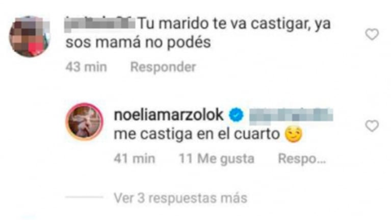 La respuesta sin filtros de Noelia Marzol a un seguidor que criticó una de sus sensuales fotos tras dar a luz: "Mi marido me castiga en el cuarto"
