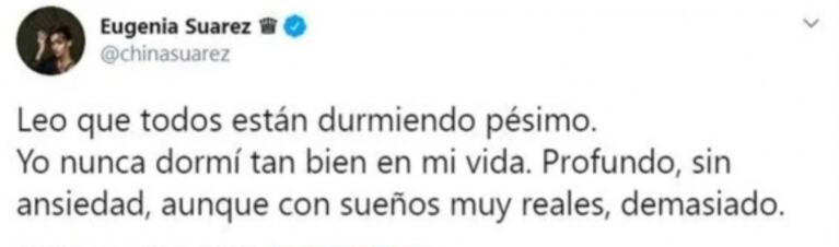 La revelación de China Suárez sobre sus noches en cuarentena: "Tengo sueños demasiado reales"