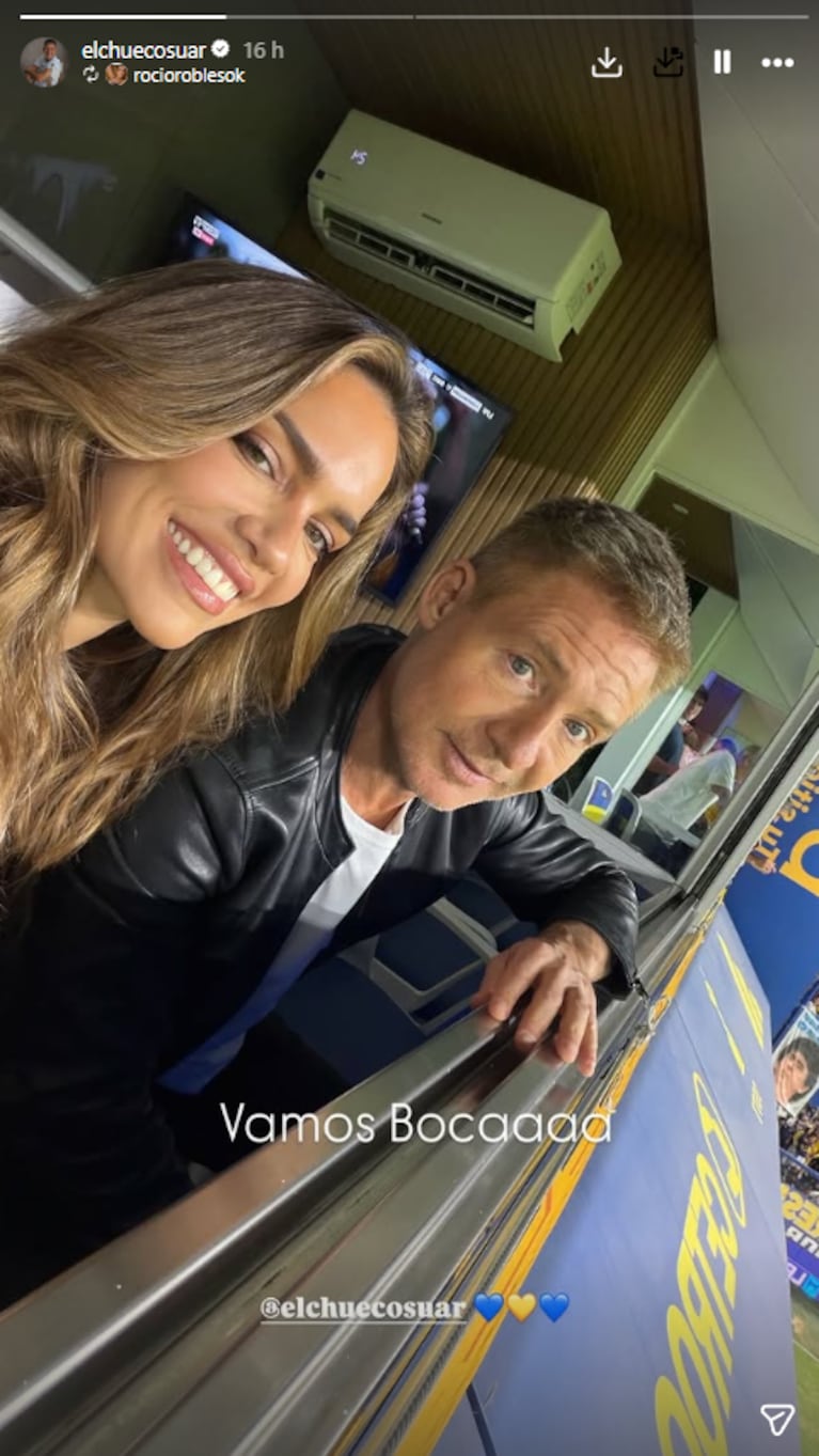 La romántica cita de Adrián Suar y Rocío Robles en la cancha de Boca | Créditos: Instagram @elchuecosuar