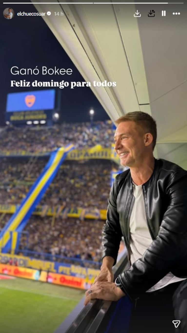 La romántica cita de Adrián Suar y Rocío Robles en la cancha de Boca | Créditos: Instagram @elchuecosuar