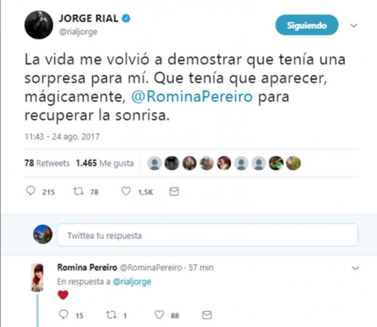 La romántica declaración de Jorge Rial a su nueva novia: "Tenía que aparecer mágicamente Romina para recuperar la sonrisa"