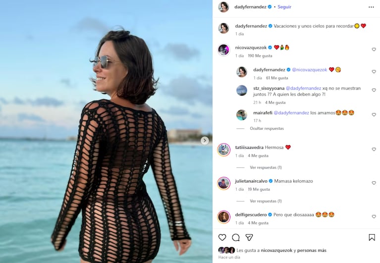 La romántica escapada de Nicolás Vázquez y Dai Fernández: el mensaje de amor. Crédito: Instagram